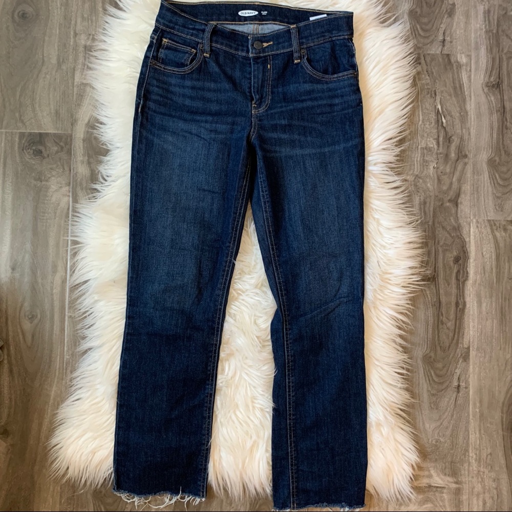 cropped straight leg jeans